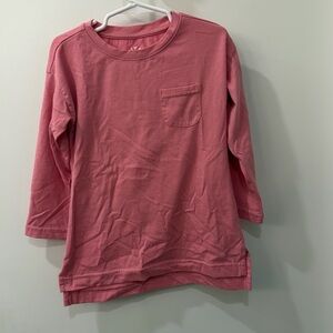 Primary Pink Split Hem Tunic Shirt with Pocket